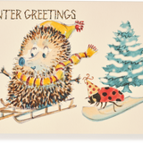Illustrated Christmas Greeting Card, Toboggan
