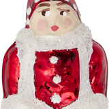 Red and White Snow Baby Glass Ornament