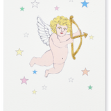 Illustrated Cupid with Stars Greeting Card