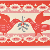 Illustrated Christmas Greeting Card, Two Birds with Holly