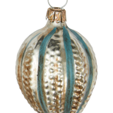 Blue Striped Egg Glass Ornament