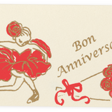 Silk Screen Printed Mini Greeting Card, Bon Anniversaire