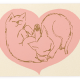 Silk Screen Printed Greeting Card, Love Cats