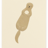 Mini Embossed Flat Card, Otter with Shell