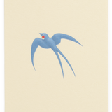 Mini Embossed Flat Card, Blue Swallow