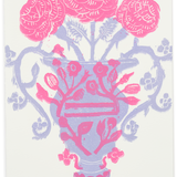Woodblock Pink Georgian Vase Greeting Card
