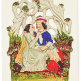 Victorian Staffordshire Figure Greeting Card, Beneath the Arbour