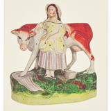 Victorian Staffordshire Figure Greeting Card, The Milkmaid
