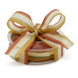 Wired Cream Brown Green Striped Ribbon, 20m roll