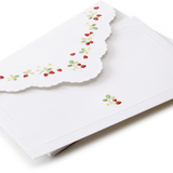 Decorative Strawberry Scalloped Handkerchief Envelopes - Pack of 10