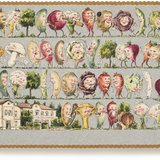 Embossed Nostalgic Postcard, Vegetable Parade