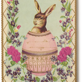 Embossed Nostalgic Postcards, Easter Bunny in Egg