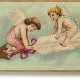 Embossed Nostalgic Postcards, Cherubs with Arrow