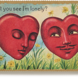 Embossed Nostalgic Postcard, Lonely Hearts