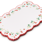 Decorative Strawberry Scalloped Edge Handkerchief Flat Cards - Pack of 10