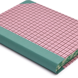 Extra-Thick "Composition Ledger" Chiyogami Notebook, Aqua & Pink Plaid