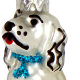 Mini White Spaniel Glass Ornament