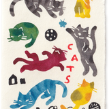 Katazome Greeting Card, Cats