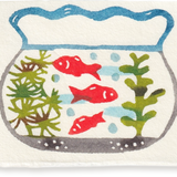 Katazome Mini Greeting Card, Goldfish Bowl