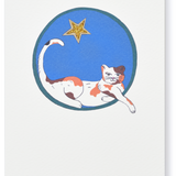 Illustrated Lazy Cat and Star Greeting Card