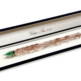 Handmade Japanese Glass Dip Pen, Pink with Green Nib