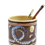 Brown Mochaware Ceramic Pen Pot, ‘Earthworm’