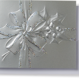 Engraved Christmas Silver Present with Bow and Holly Greeting Card