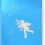 Engraved Blue Ice Skater Christmas Greeting Card