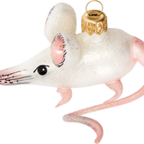 White Mouse Glass Ornament