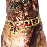 Dog with Gold Glitter Glass Ornament