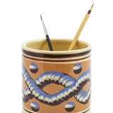 Persimmon Mochaware Ceramic Pen Pot, ‘Earthworm‘