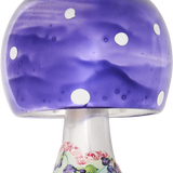 Purple Mushroom with Floral Heart Glass Ornament