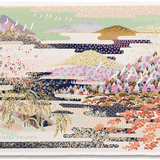 Full-Panel Chiyogami Silk Screen Print, Mountains