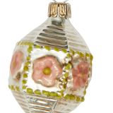 Pink and Green Flower Lantern Glass Ornament