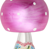 Pink Mushroom with Floral Heart Glass Ornament