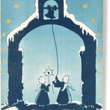 Vintage Christmas Greeting Card, Bell Ringers