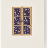 Engraved Starry Night and Snowflakes Greeting Card