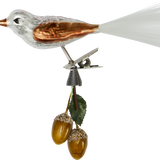 Bird with Acorns Glass Ornament