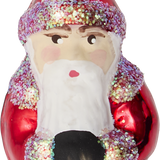 Small Red Santa Glass Ornament