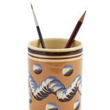 Persimmon Mochaware Ceramic Pen Pot, ‘Earthworm‘